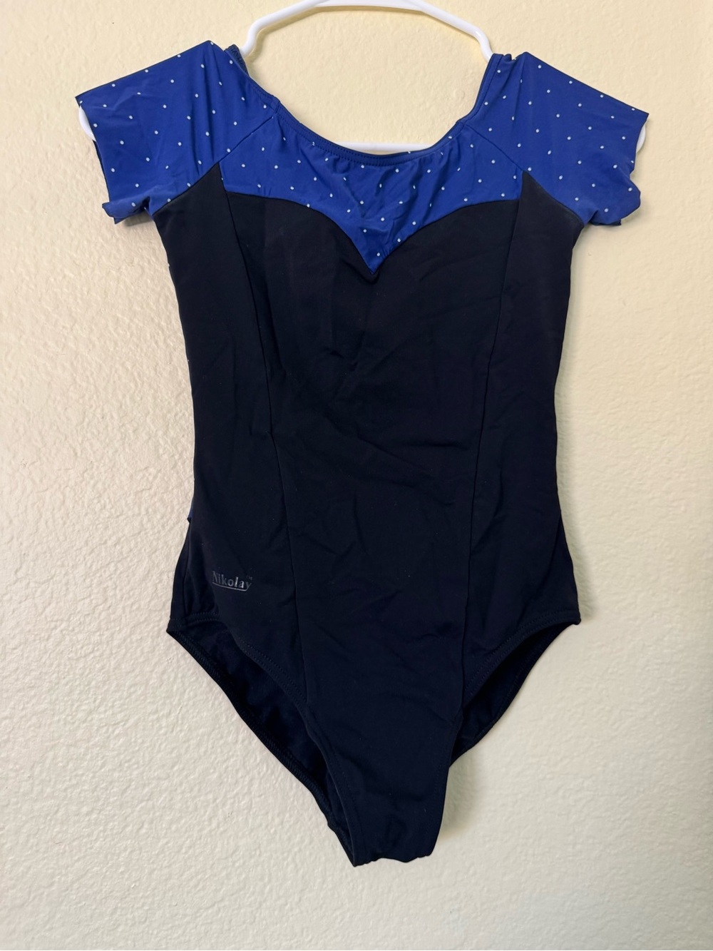 Nikolay Navy and Royal Blue Short Sleeve Leotard Polk a dot